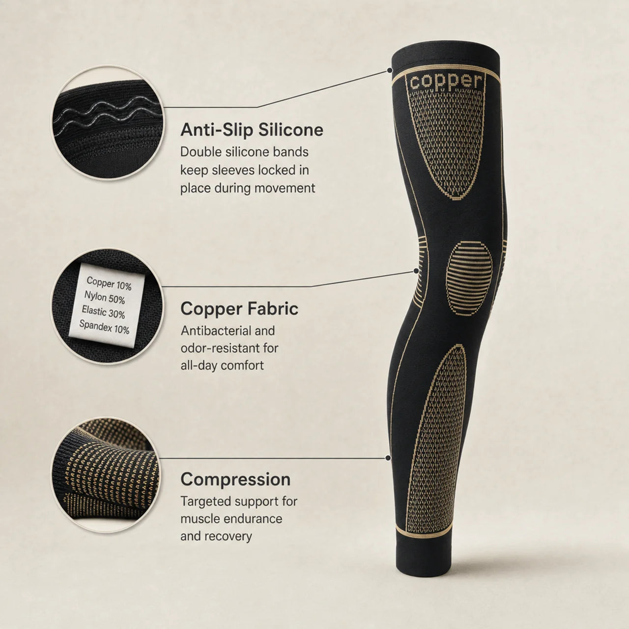 Premium Copper Leg Sleeve